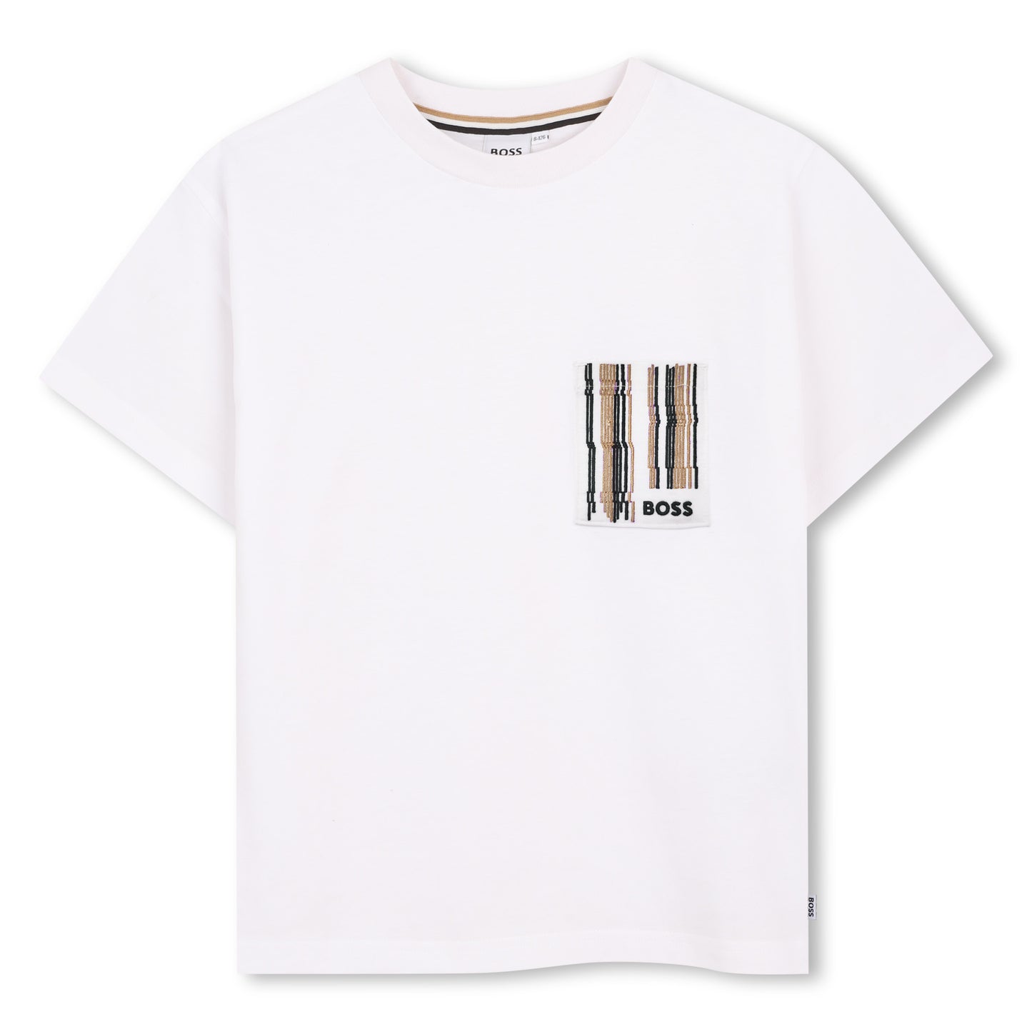 Boss - White crew neck T-shirt, embroidered chest pocket detail
