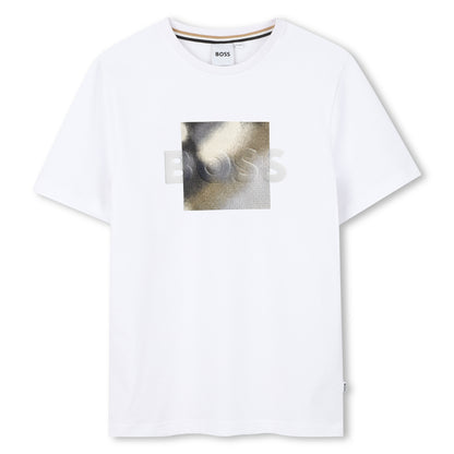 Boss - White crew neck T-shirt, pixel