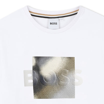Boss - White crew neck T-shirt, pixel