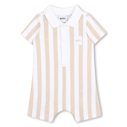 Boss - Baby romper, white and beige striped