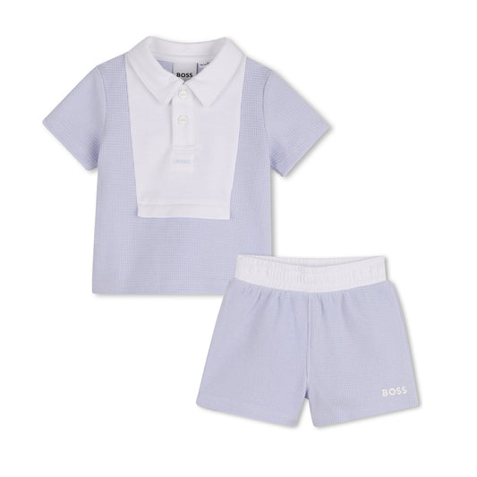 Boss - Baby 2 piece outfit, Polo  Top and shorts, pale blue