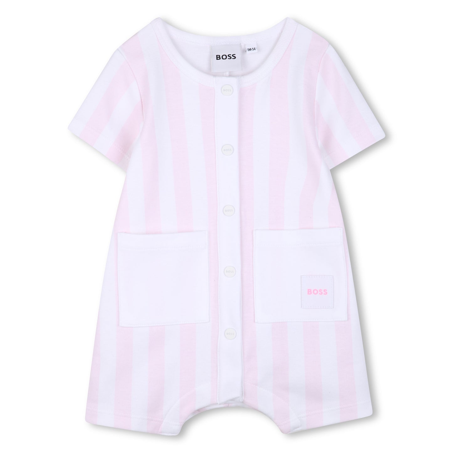 Boss - Baby girls romper, pink and white striped