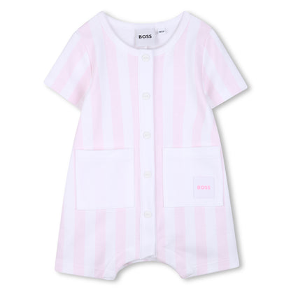 Boss - Baby girls romper, pink and white striped