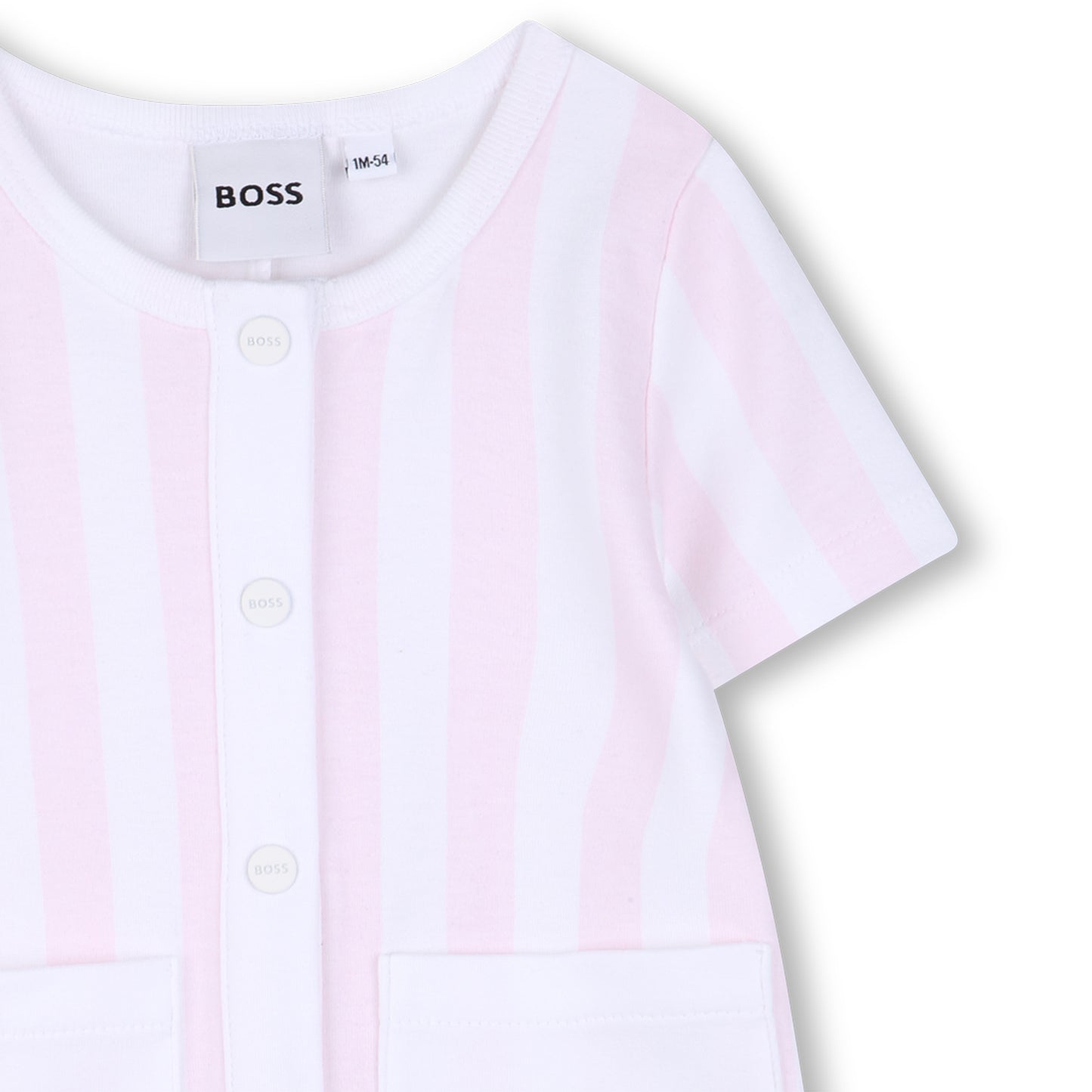 Boss - Baby girls romper, pink and white striped