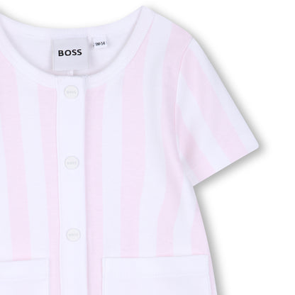 Boss - Baby girls romper, pink and white striped