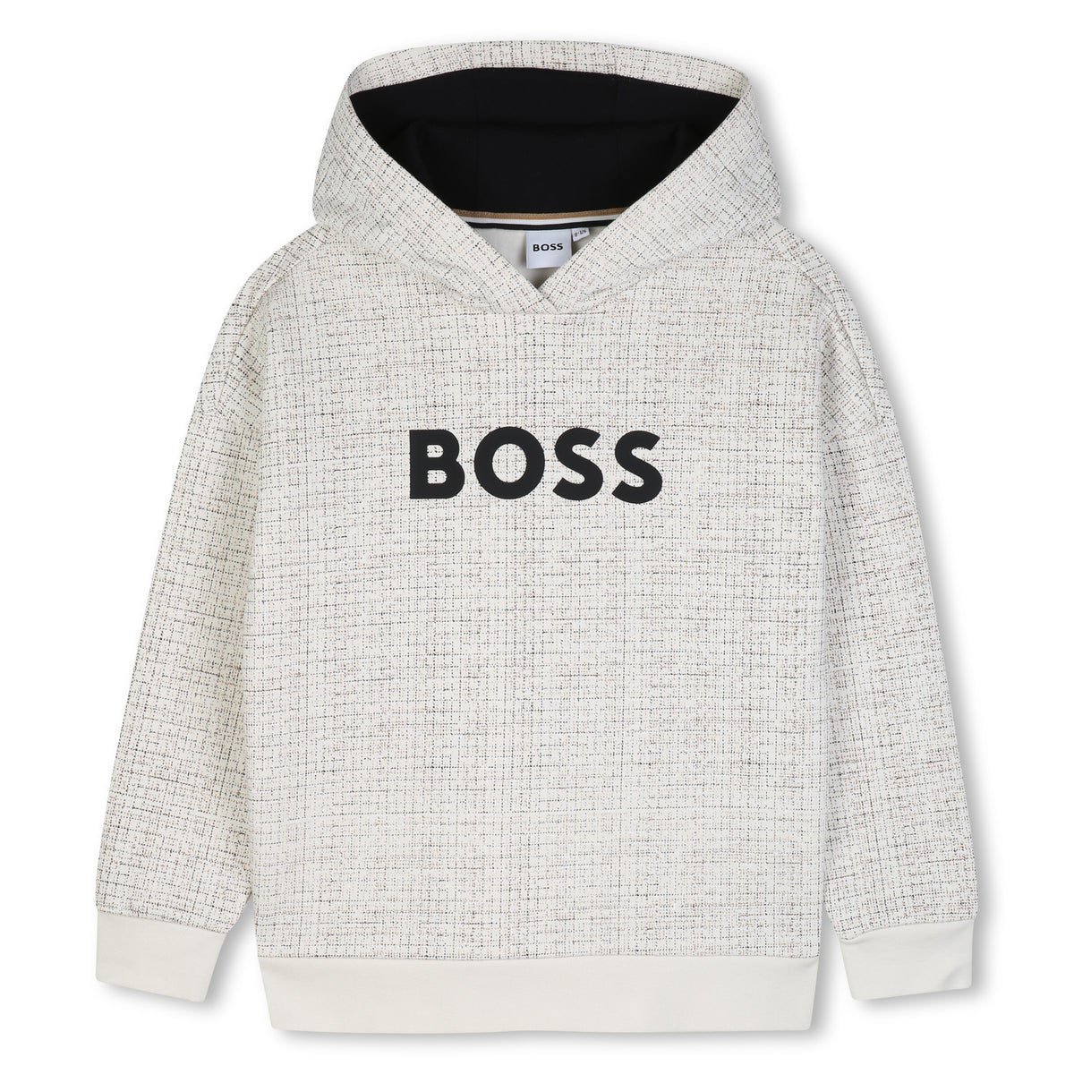 Boss - Hoodie with all over grid print and front BOSS branding