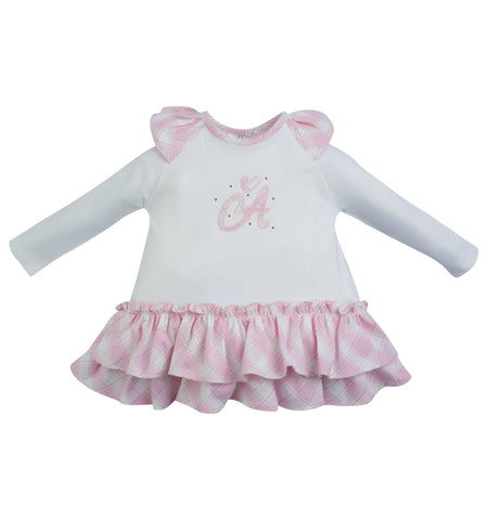 Little A, dresses, Little A - White and pink jersey frill dress, Emily