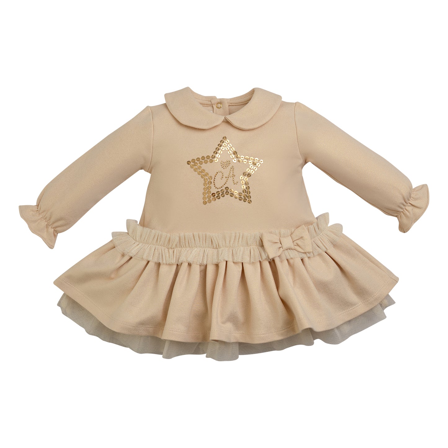 Little A, dresses, Little A - Light gold, lurex star dress, Faye