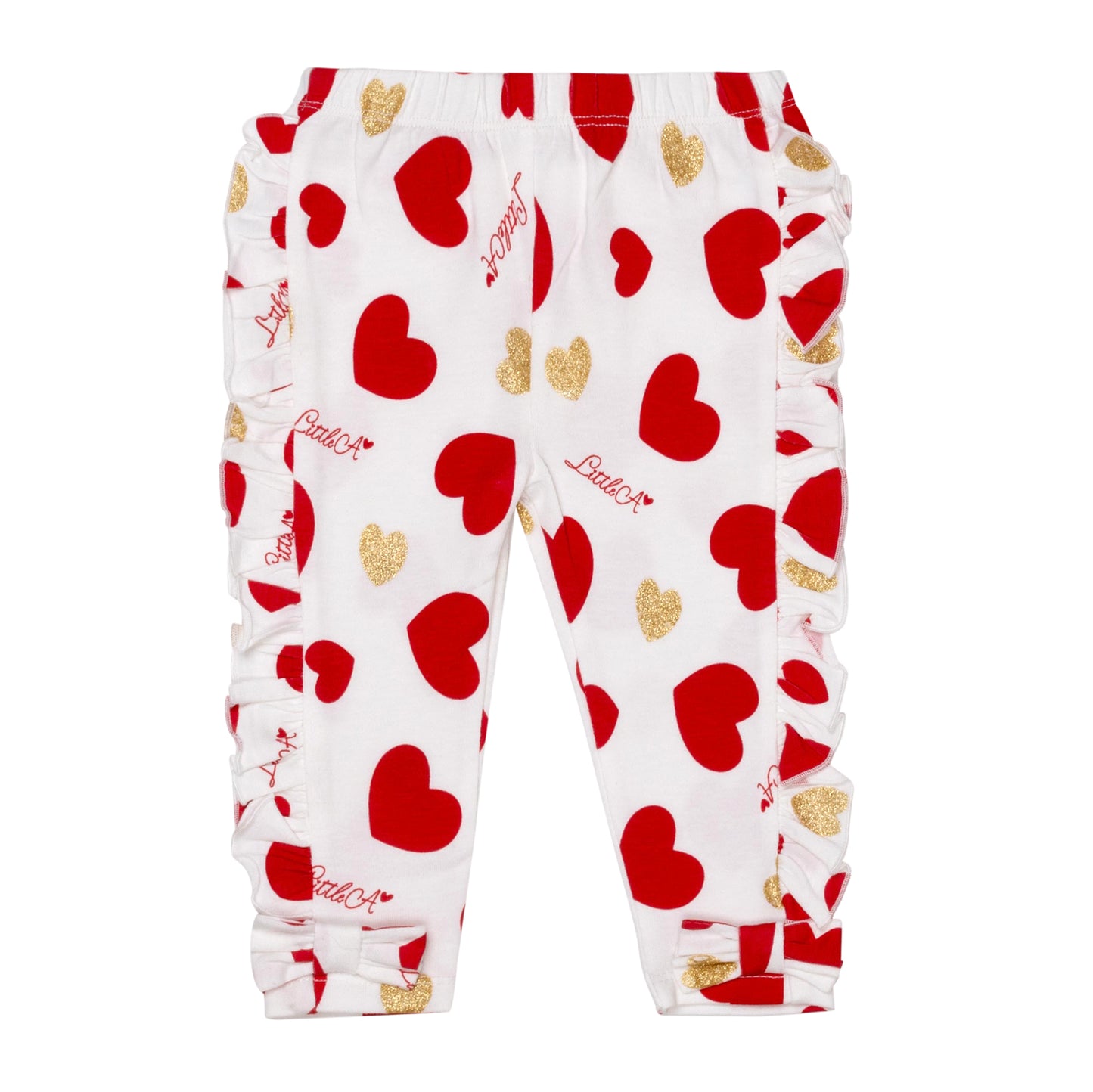 Little A, 2 piece legging sets, Little A - Heart print legging set, Red