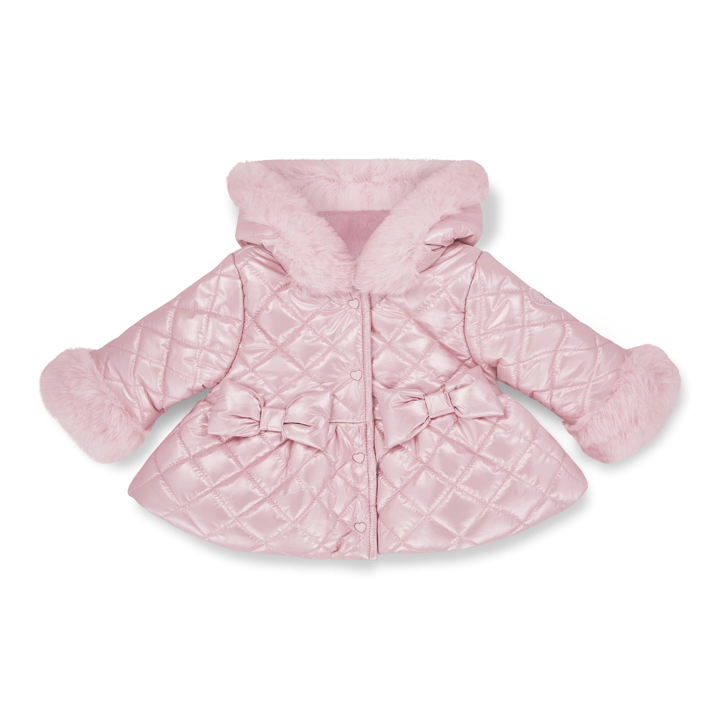 Little A - Pale pink, quilt padded coat with hood