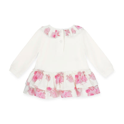 Little A - Rose print, winter white dress, Darla