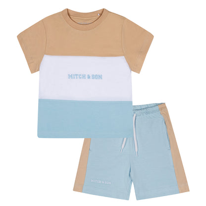 Mitch & Son, 2 piece shorts sets, Mitch & Son - 2 piece shorts set, white and sky blue, Toby, 5yrs only