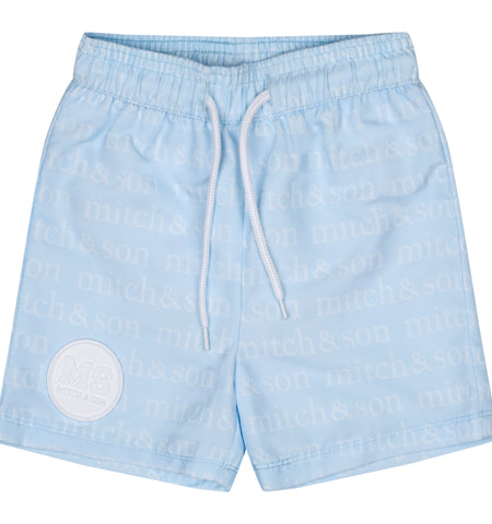 Mitch & Son, Shorts, Mitch & Son - light blue shorts, all over branding
