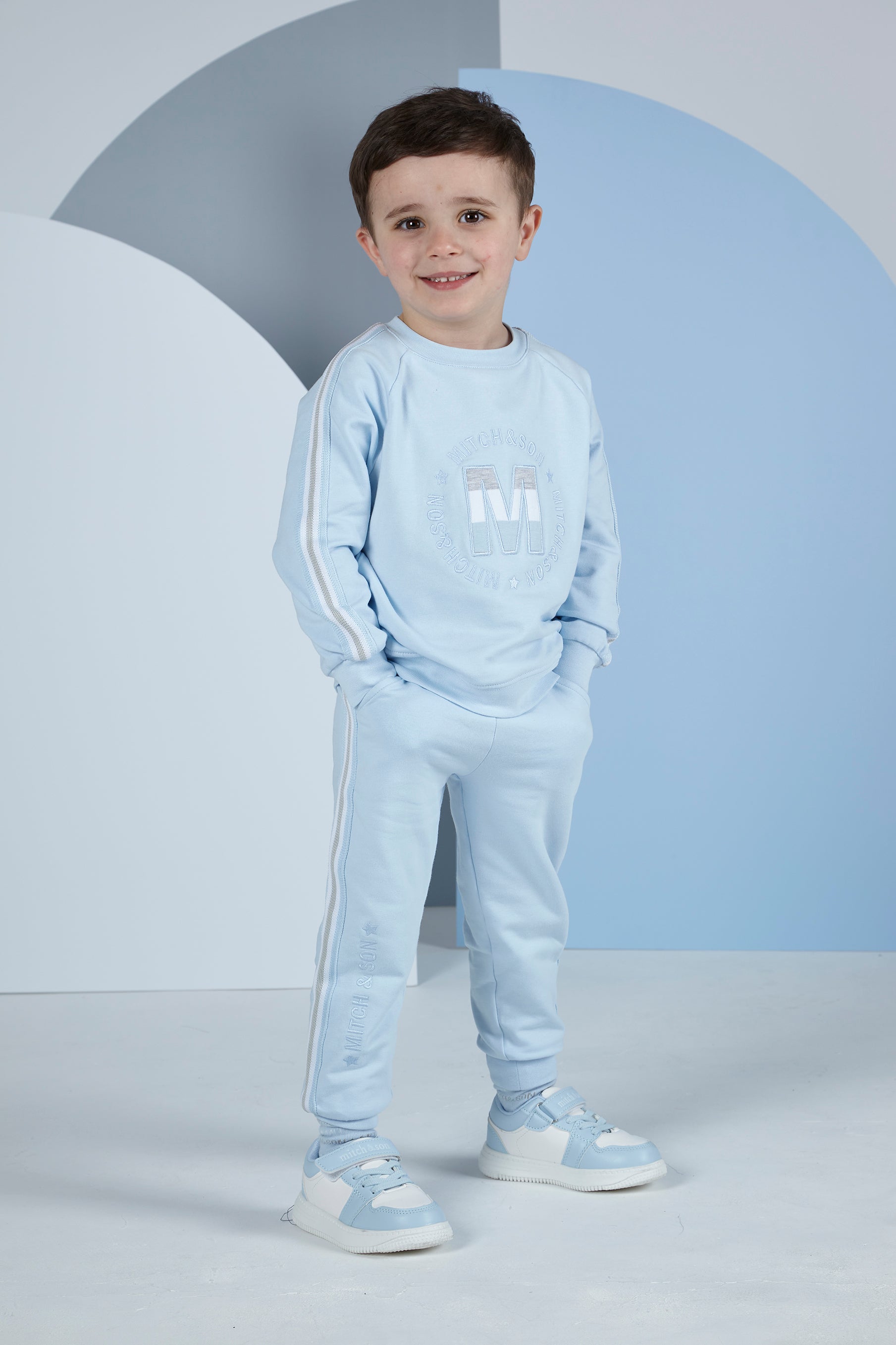 Mitch & Son, tracksuits, Mitch & Son - Sky blue Tape M logo tracksuit, Nick