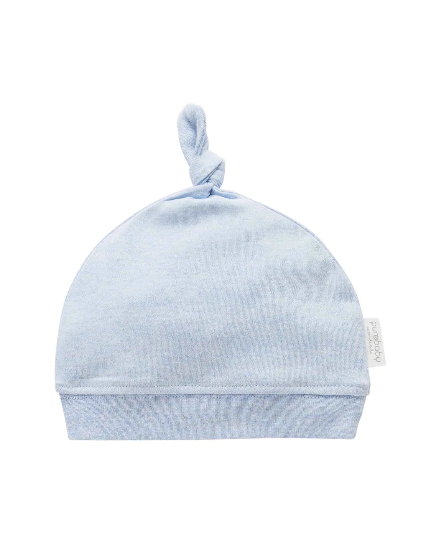 purebaby - knot hat, Pale Blue Melange