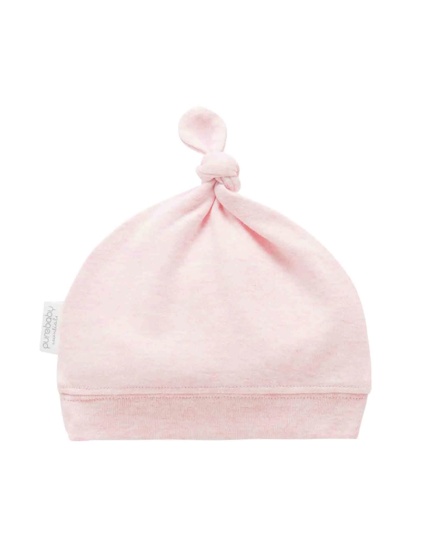purebaby - knot hat, Pale Pink Melange