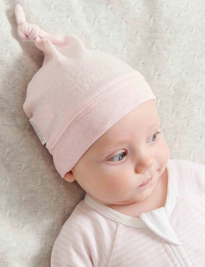 purebaby - knot hat, Pale Pink Melange