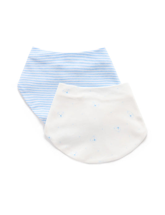 purebaby - 2 pack Dribble Bib, Blue