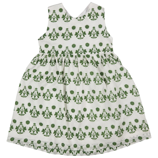 Pigeon Organics, Dresses, Pigeon Organics - Pinafore, cross back, green flower print