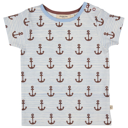 Pigeon Organics, T-shirts, Pigeon Organics - Blue T-shirts, anchor print