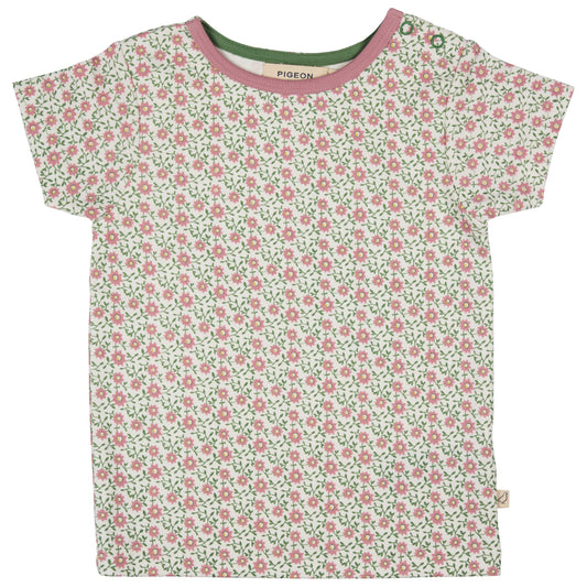 Pigeon Organics, T-shirts, Pigeon Organics - Ditsy pink short sleeve T-shirt