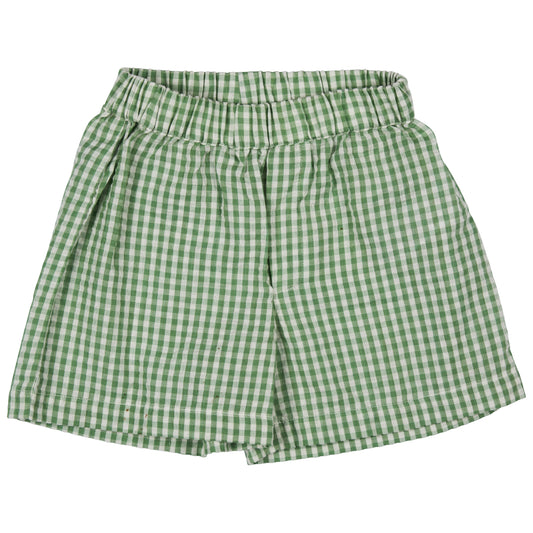 Pigeon Organics, shorts, Pigeon Organics - green check seersucker shorts