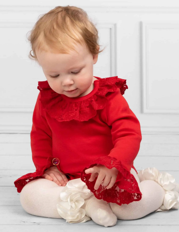 Caramelo Kids, bodyvest, Caramelo Kids - Red lace body suit, 034171