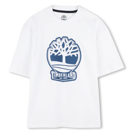 Timberland - White T-shirt with blue signature tree print