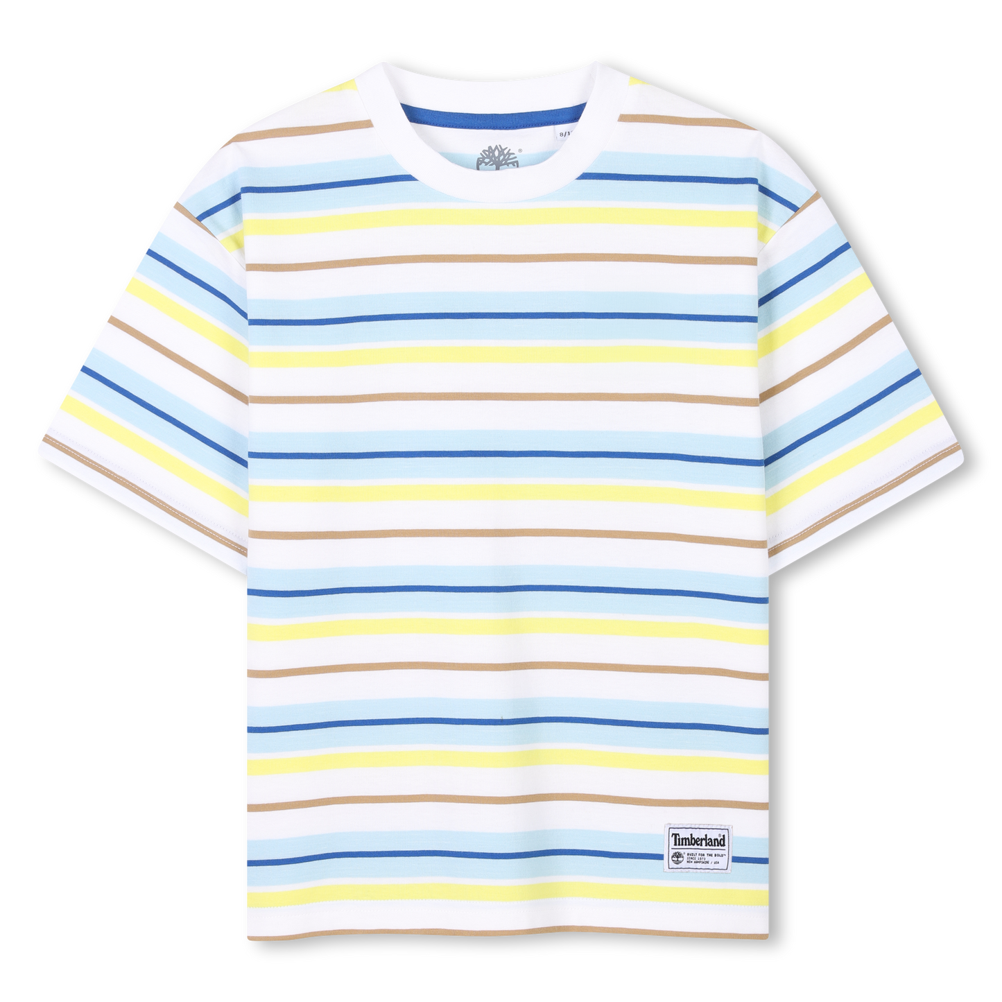 Timberland, T-shirts, Timberland - White, pale blue and lemon stripe T-shirt