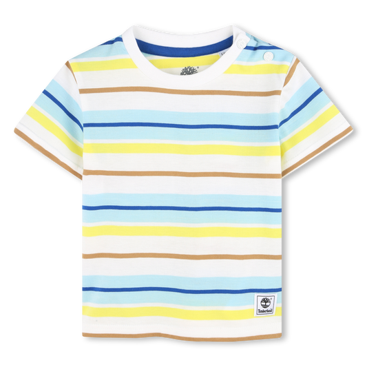 Timberland  - Pale blue, lemon and white stripe T-shirt