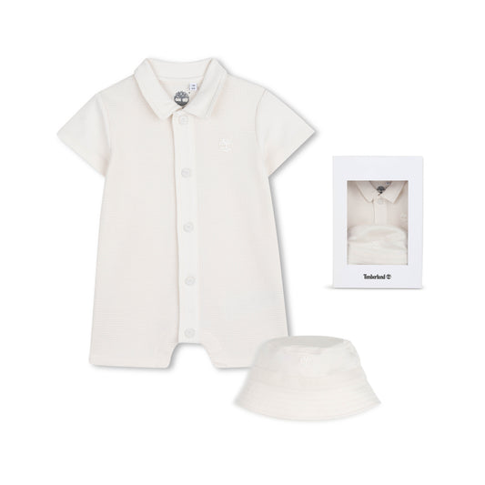 Timberland -  Ivory romper and matching hat