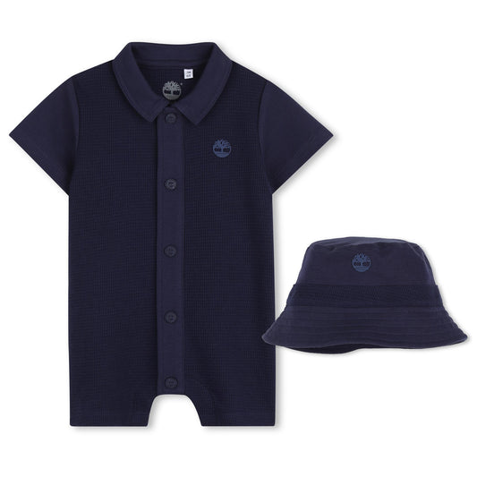 Timberland -  Navy blue romper and matching hat