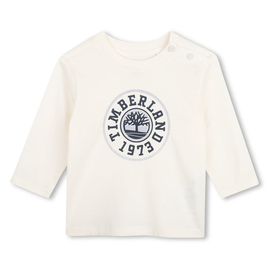 Timberland - Cream long sleeved T-Shirt with front print