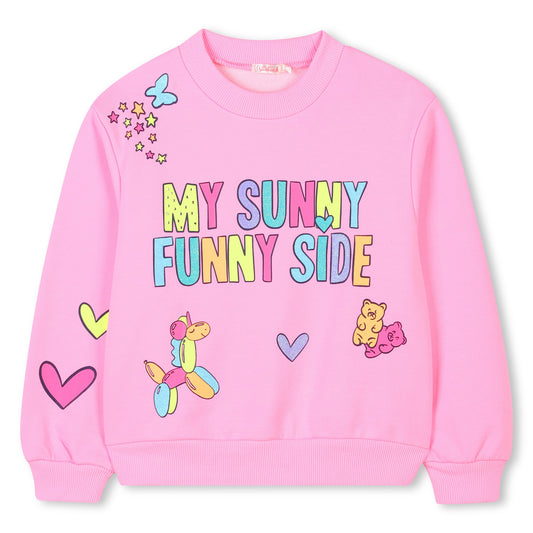 Billieblush, sweatshirts, Billieblush - Pink sweatshirt, 'My Sunny Funny Side' front design