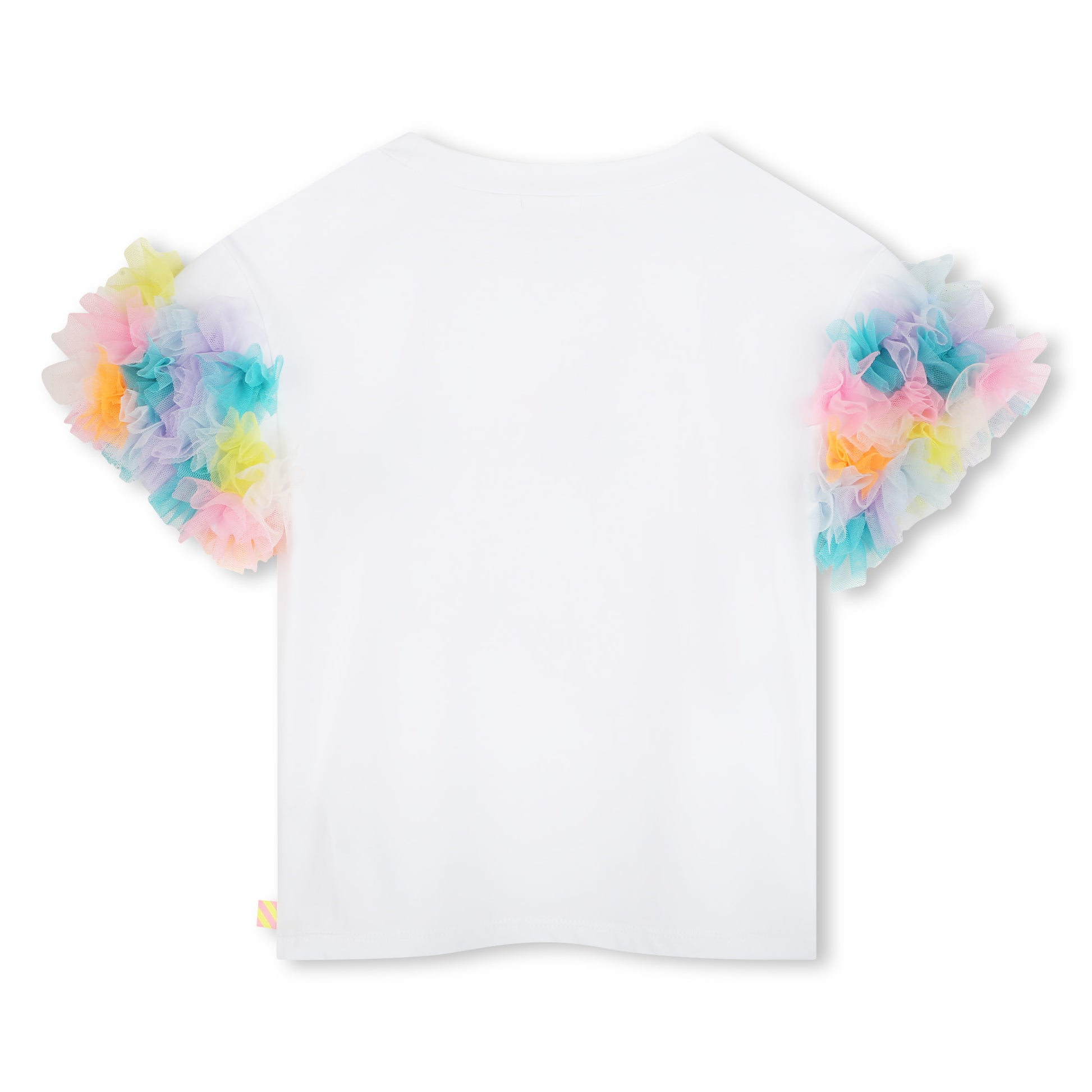 Billieblush, T-Shirts, Billieblush - White T-shirt with multi-coloured ruffle short sleeves