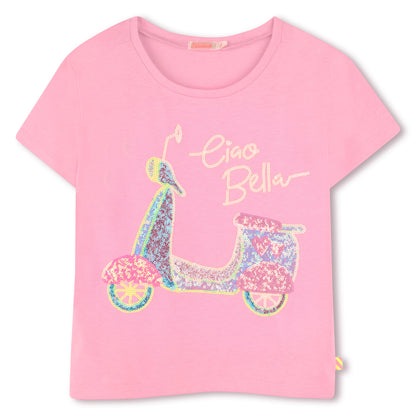 Billieblush, T-Shirts, Billieblush - Light pink T-shirt with scooter front design