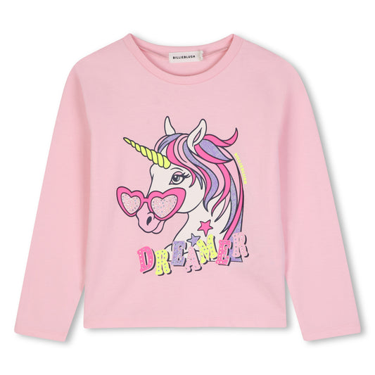 Billieblush - Pink "Dreamer Unicorn" LS T-shirt