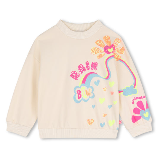 Billieblush - Cream sweat top with 'Rainbow'  sparkle print
