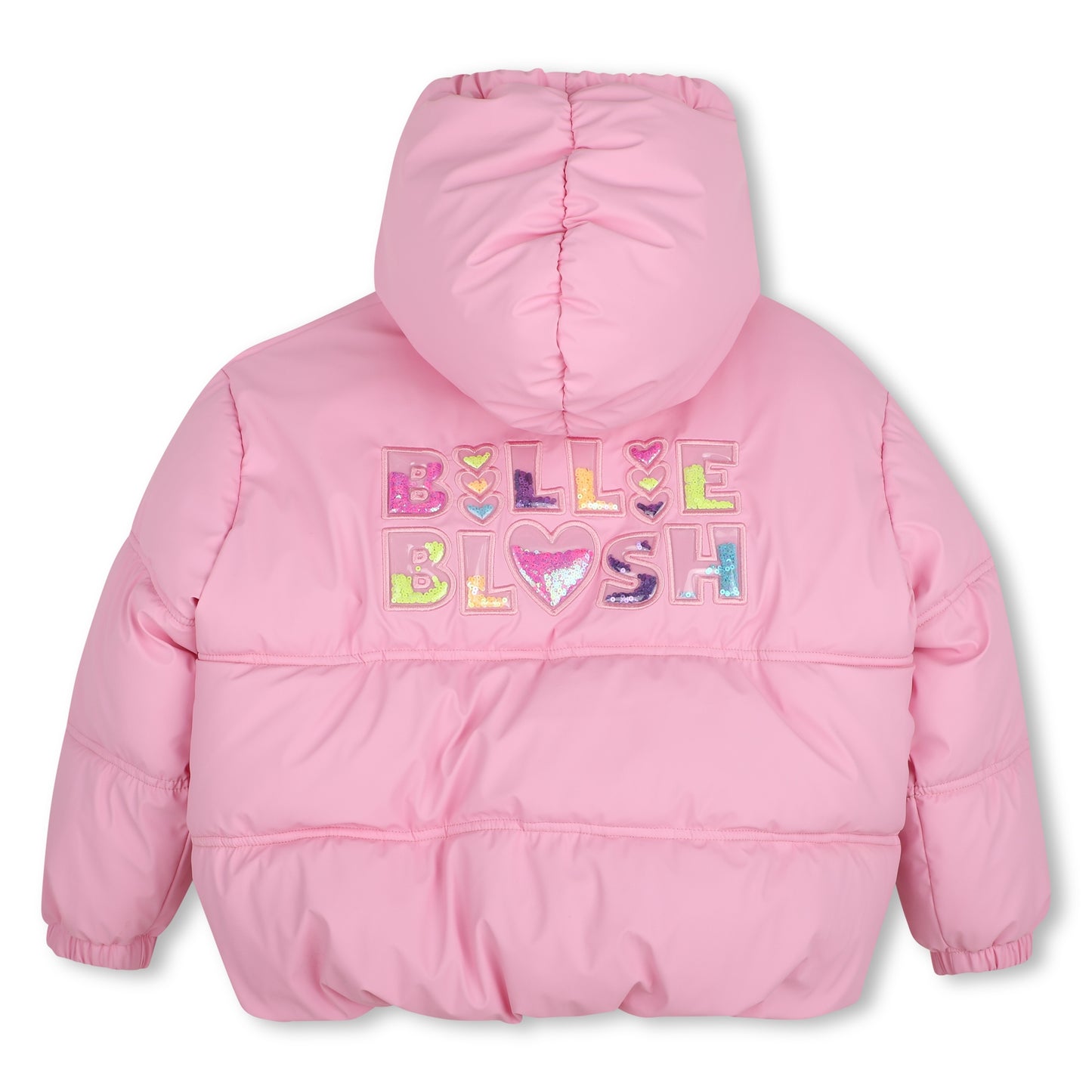 Billieblush - Pink padded hooded coat, Billienlush detail on back