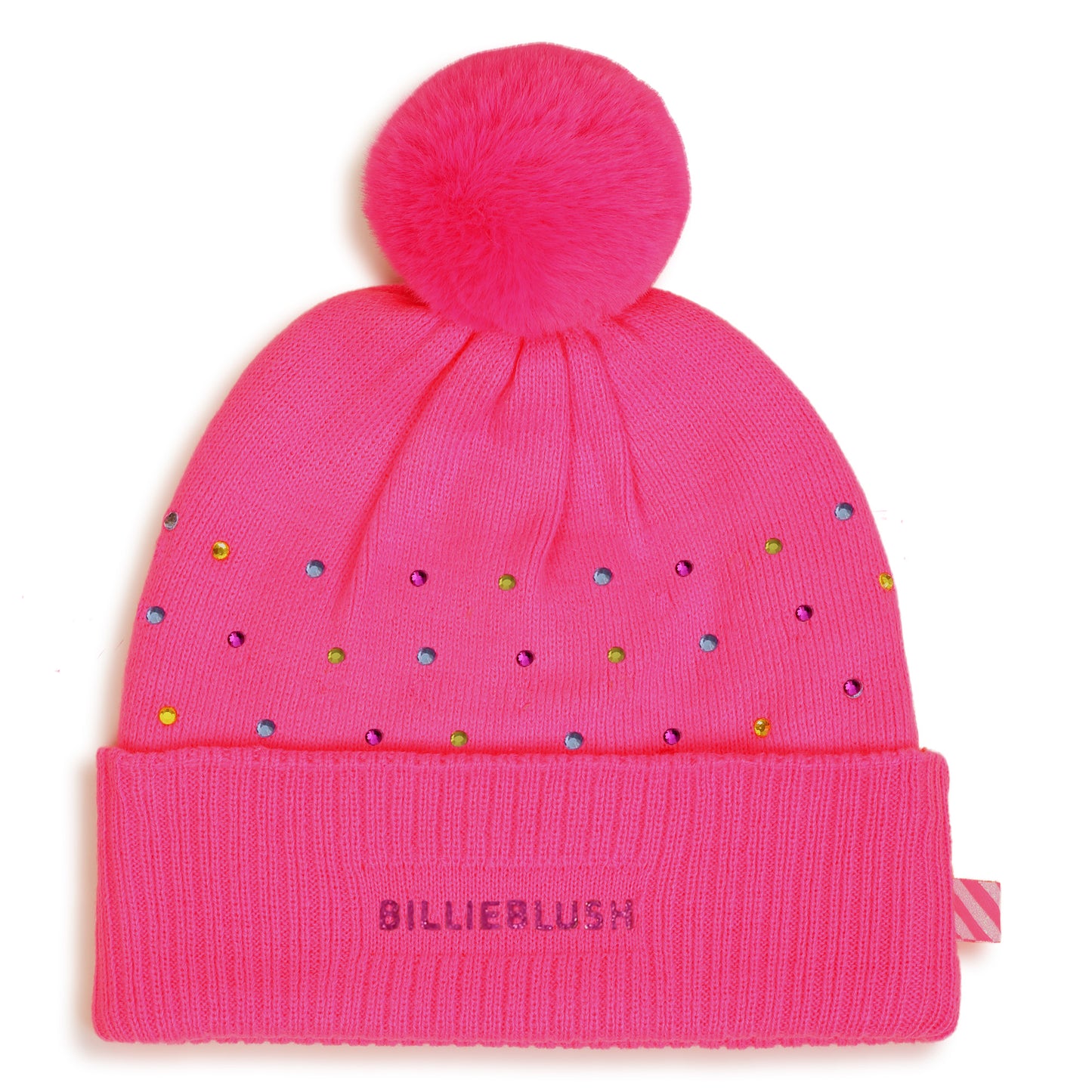 Billieblush - Pink bobble hat with all over sparkle detail