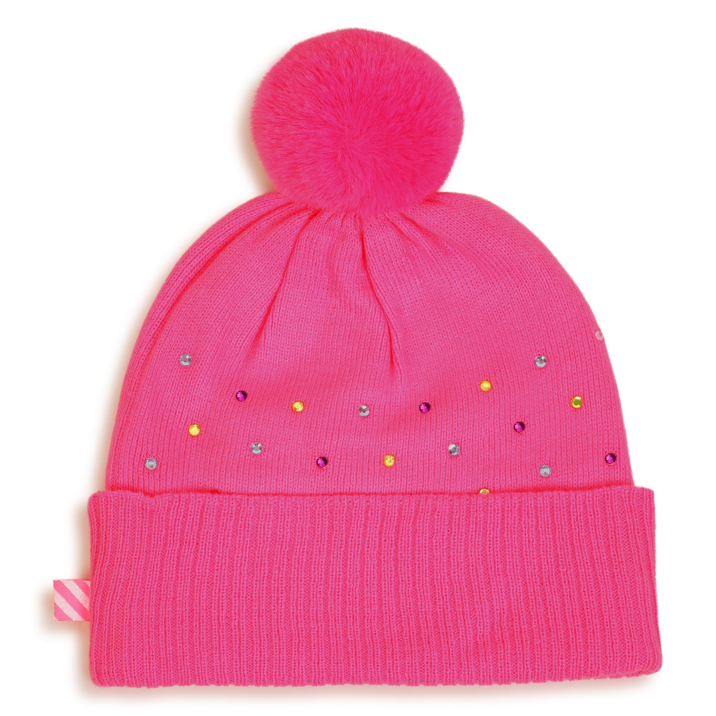 Billieblush - Pink bobble hat with all over sparkle detail