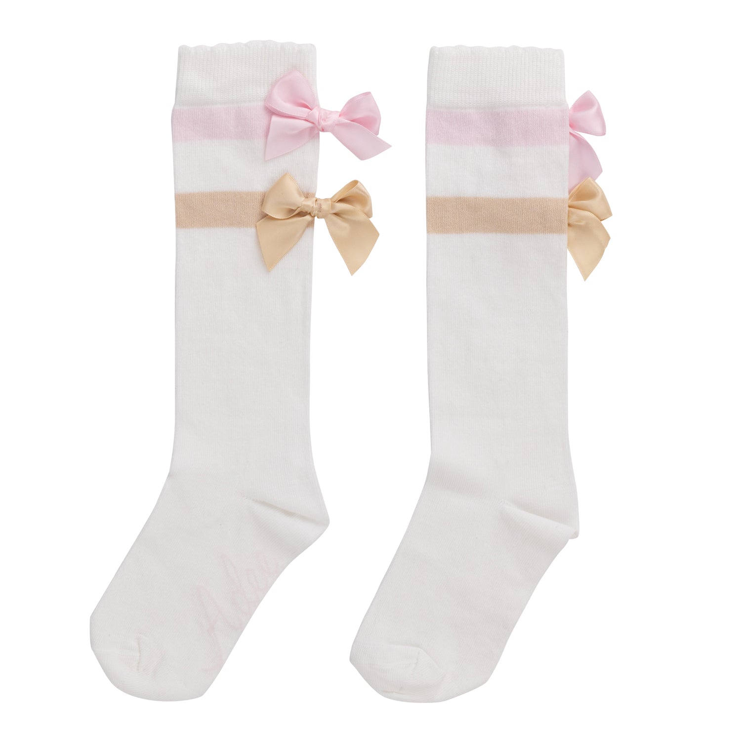 A'Dee, socks, A'Dee - Sissy Bow knee high socks, white