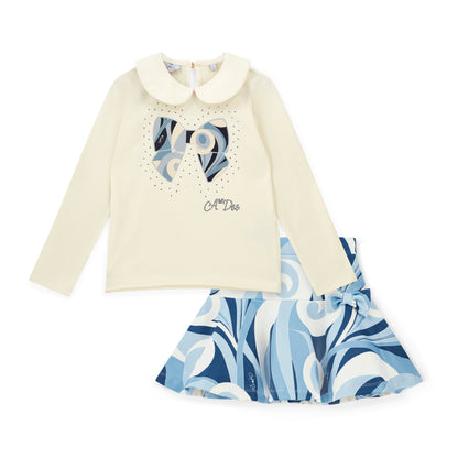 A'Dee - Powder blue and white 2 piece skirt outfit, Nellie