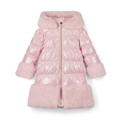 A'Dee - Light pink pearl, coat with faux fur trim