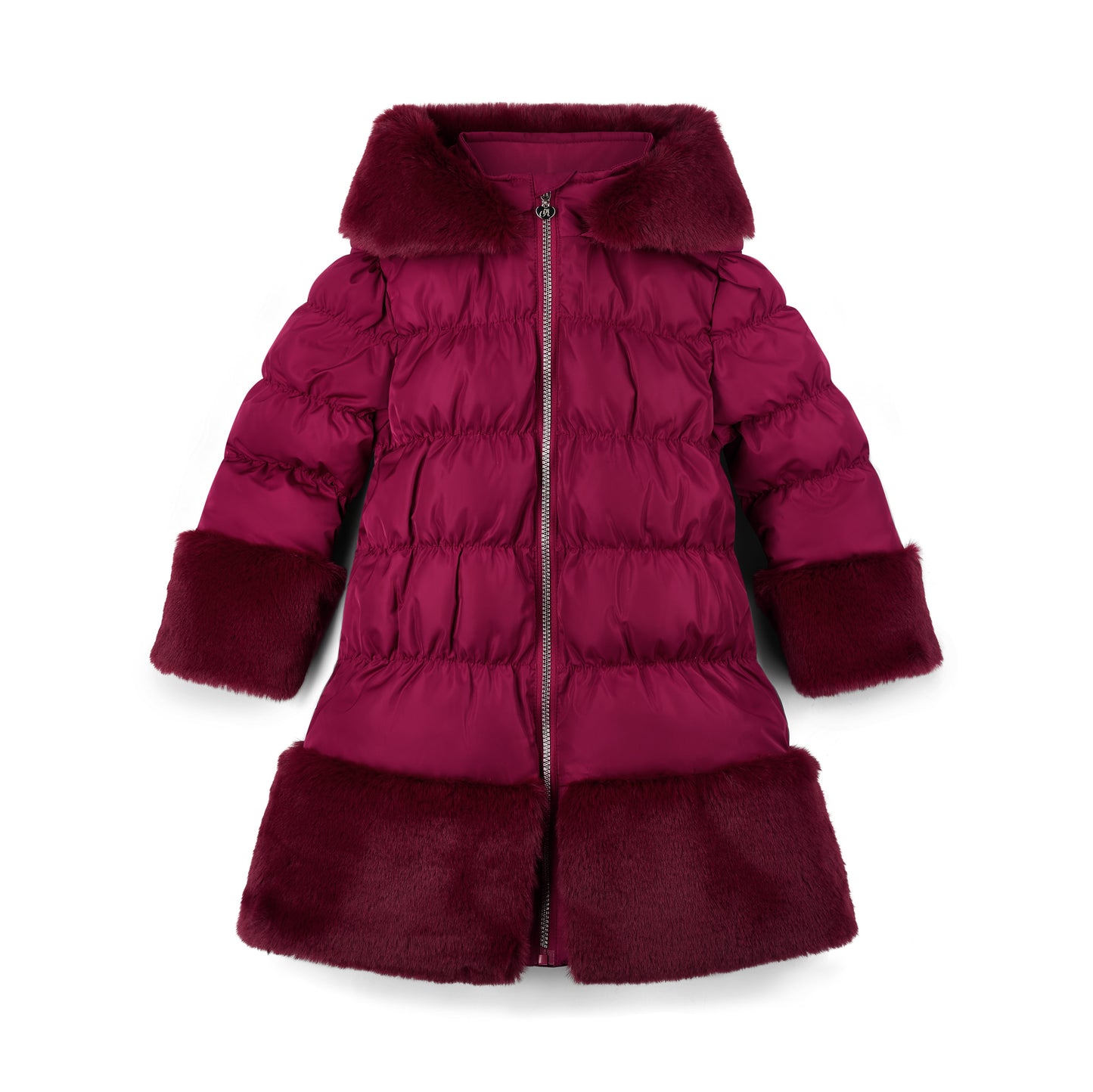 A'Dee - Burgandy coat with faux fur trim