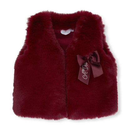 A’Dee -Soft Faux fur deep cherry gilet