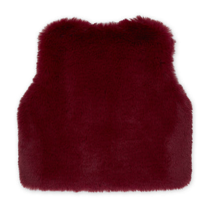 A’Dee -Soft Faux fur deep cherry gilet