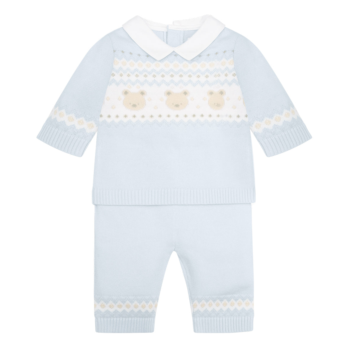 Emile et Rose - 3 piece outfit, top bottoms and hat, pale blue
