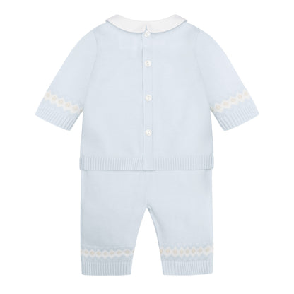 Emile et Rose - 3 piece outfit, top bottoms and hat, pale blue