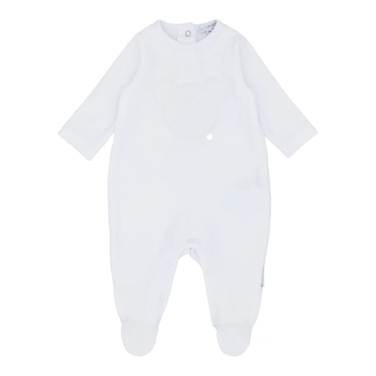 blues baby, All in ones, blues baby - White  velour all in one, teddy motif